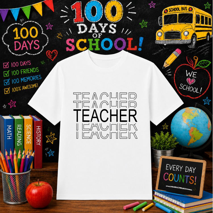 {100 Days Smarter} – 100 Days Of School DTF Transfer – by Ink Rush – Premade Transfers – 100 Days Of School, School