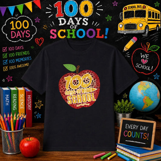 “100 DAYS SMARTER” Apple Graduation – 100 Days Of School DTF Transfer – by Ink Rush – Premade Transfers – 100 Days Of Scho...