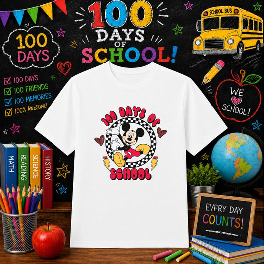 100 Days Smarter Mickey Head – 100 Days Of School DTF Transfer – by Ink Rush – Premade Transfers – 100 Days Of School, Sch...