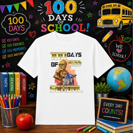 100 DAYS SMARTER – Star Wars 100 Days DTF Transfer – by Ink Rush – Premade Transfers – 100 Days of School, Education