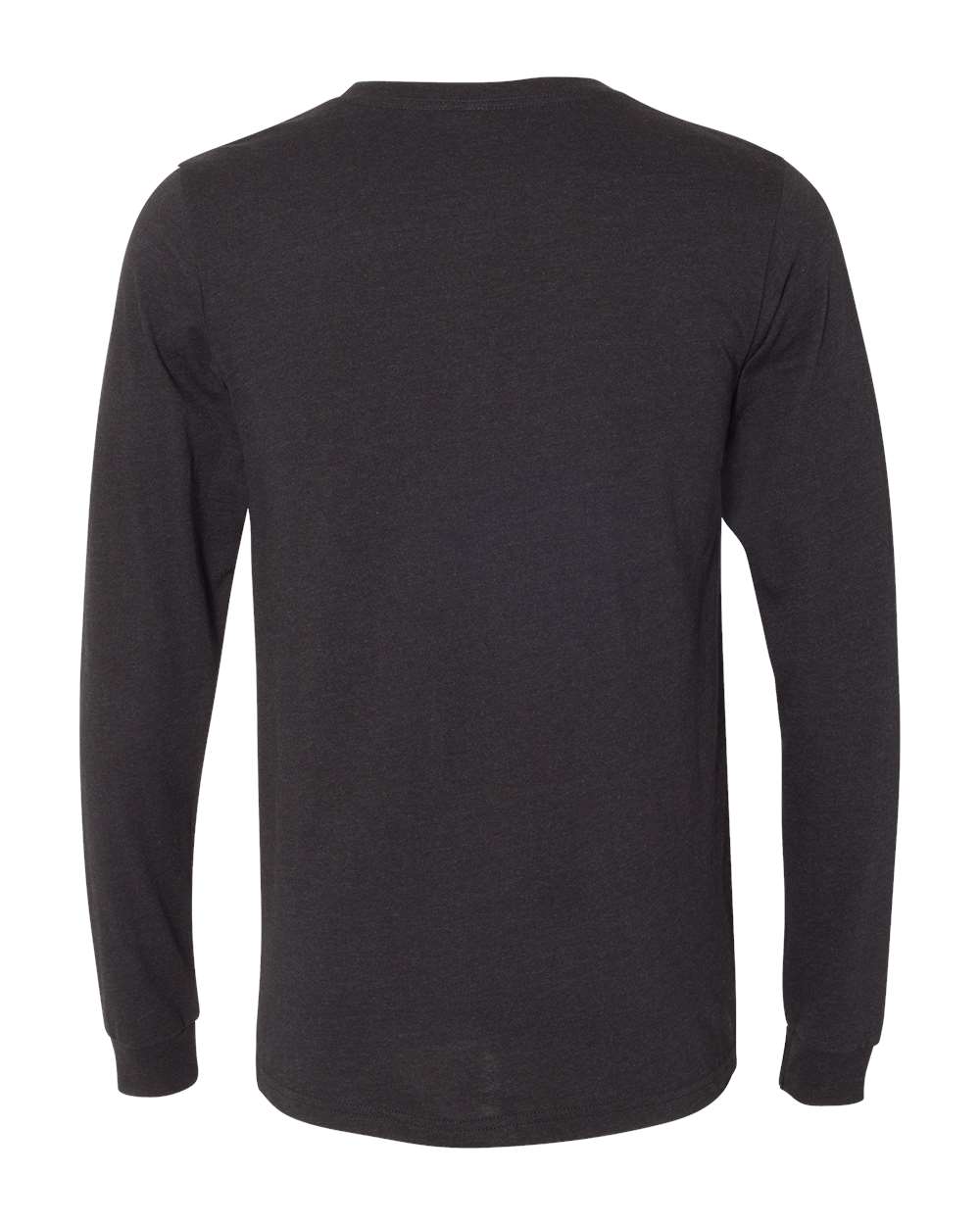 BELLA + CANVAS 3501CVC Heather CVC Long Sleeve Tee - Black Heather - Back View