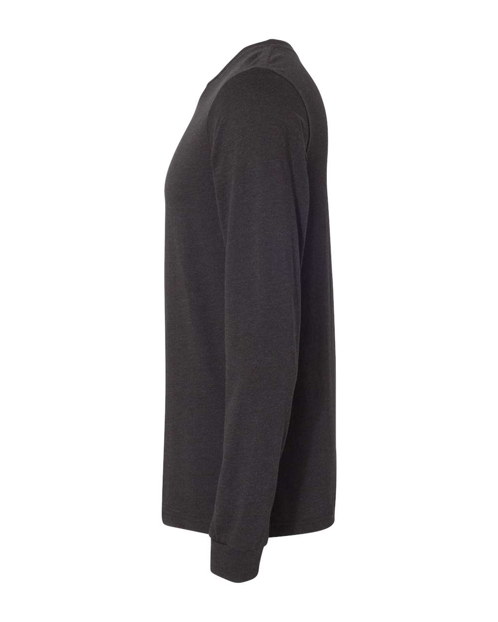BELLA + CANVAS 3501CVC Heather CVC Long Sleeve Tee - Black Heather - Direct Side