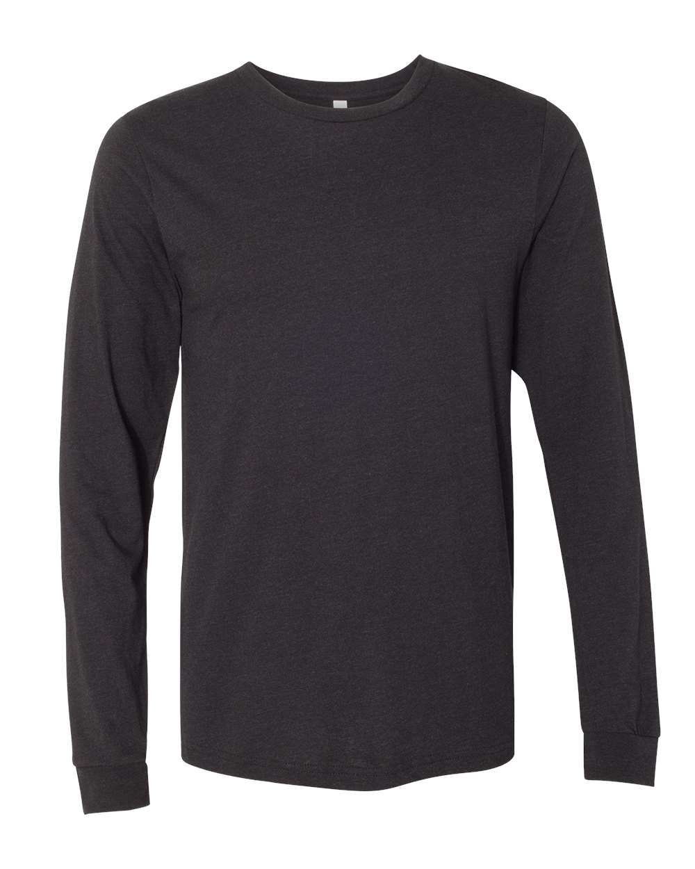 BELLA + CANVAS 3501CVC Heather CVC Long Sleeve Tee - Black Heather - Front View