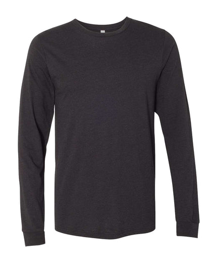 BELLA + CANVAS 3501CVC Heather CVC Long Sleeve Tee - Black Heather - Front View