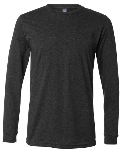 BELLA + CANVAS 3501CVC Heather CVC Long Sleeve Tee - Dark Grey Heather - Front View