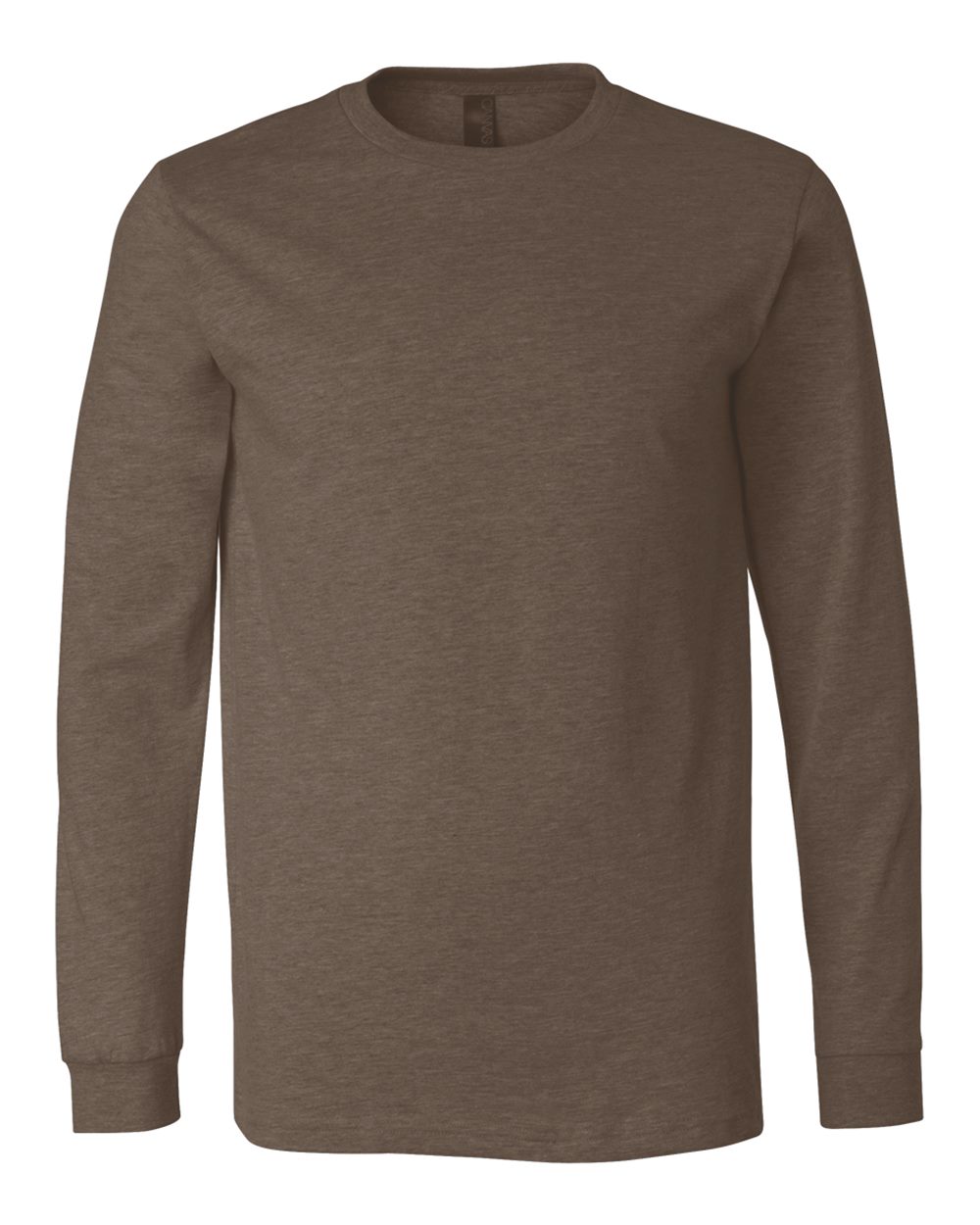 BELLA + CANVAS 3501CVC Heather CVC Long Sleeve Tee - Heather Brown - Front View