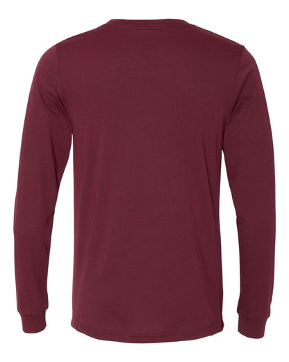 BELLA + CANVAS 3501CVC Heather CVC Long Sleeve Tee - Heather Cardinal - Back View