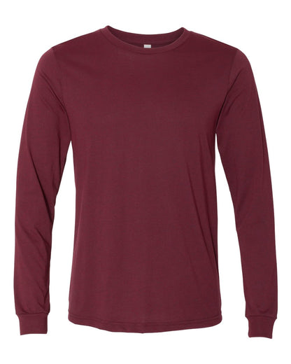 BELLA + CANVAS 3501CVC Heather CVC Long Sleeve Tee - Heather Cardinal - Front View