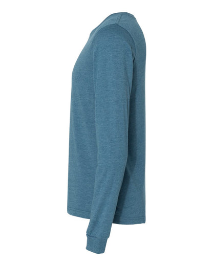 BELLA + CANVAS 3501CVC Heather CVC Long Sleeve Tee - Heather Deep Teal - Direct Side