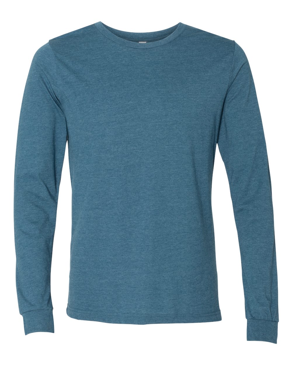 BELLA + CANVAS 3501CVC Heather CVC Long Sleeve Tee - Heather Deep Teal - Front View