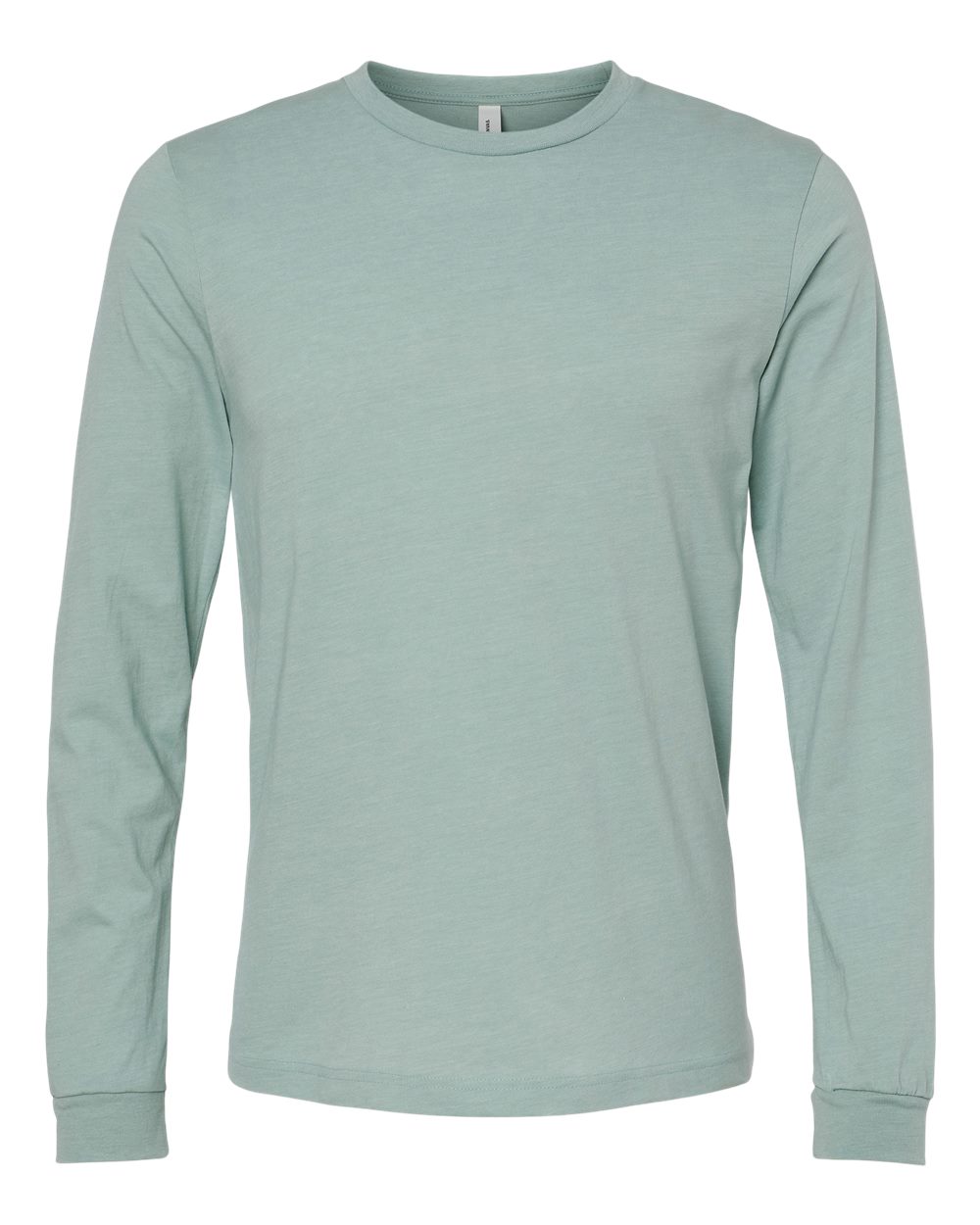 BELLA + CANVAS 3501CVC Heather CVC Long Sleeve Tee - Heather Dusty Blue - Front View