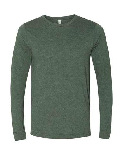 BELLA + CANVAS 3501CVC Heather CVC Long Sleeve Tee - Heather Forest - Front View