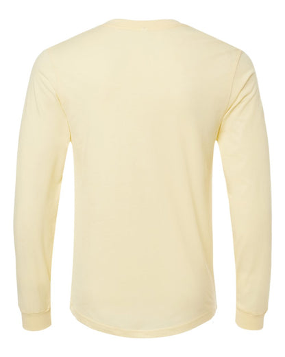 BELLA + CANVAS 3501CVC Heather CVC Long Sleeve Tee - Heather French Vanilla - Back View