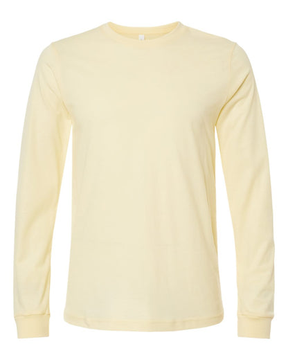 BELLA + CANVAS 3501CVC Heather CVC Long Sleeve Tee - Heather French Vanilla - Front View
