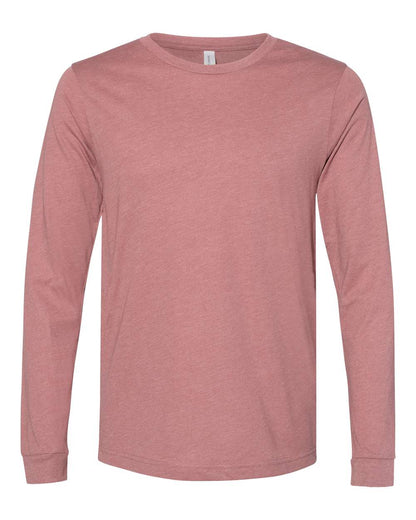 BELLA + CANVAS 3501CVC Heather CVC Long Sleeve Tee - Heather Mauve - Front View