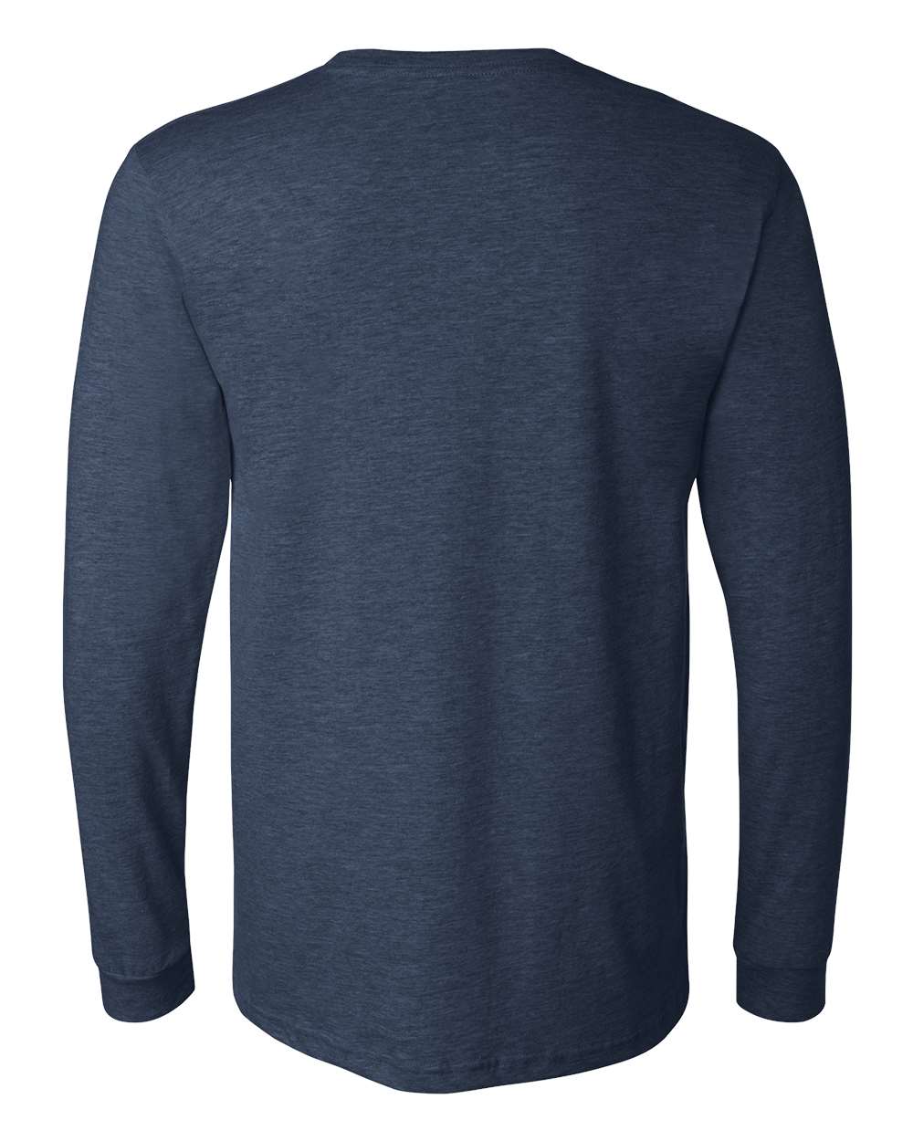 BELLA + CANVAS 3501CVC Heather CVC Long Sleeve Tee - Heather Navy - Back View