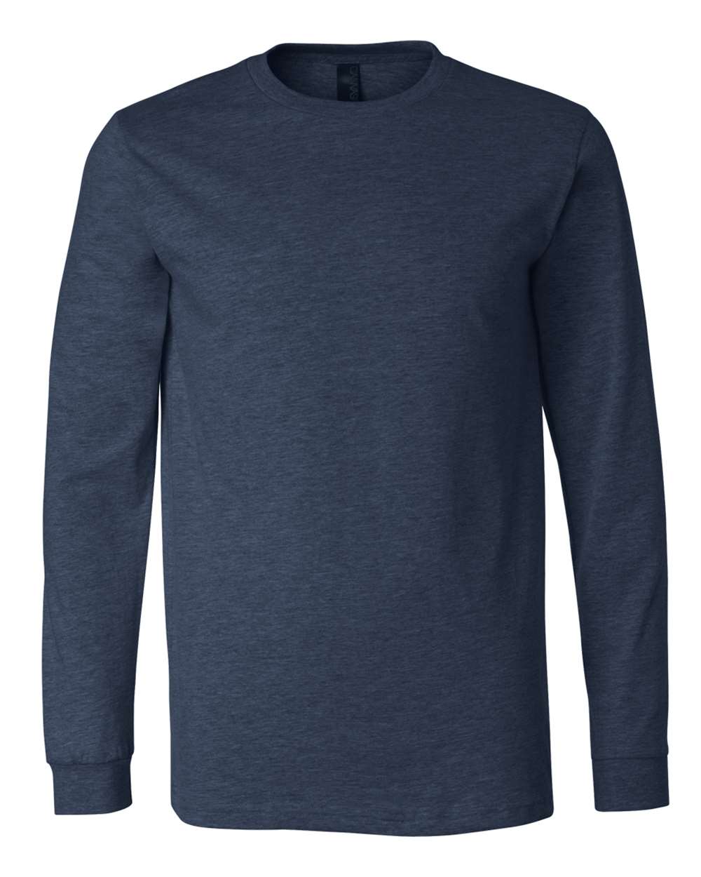 BELLA + CANVAS 3501CVC Heather CVC Long Sleeve Tee - Heather Navy - Front View
