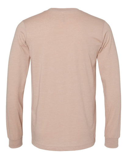 BELLA + CANVAS 3501CVC Heather CVC Long Sleeve Tee - Heather Pink Gravel - Back View