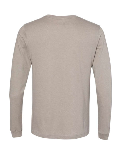BELLA + CANVAS 3501CVC Heather CVC Long Sleeve Tee - Heather Stone - Back View