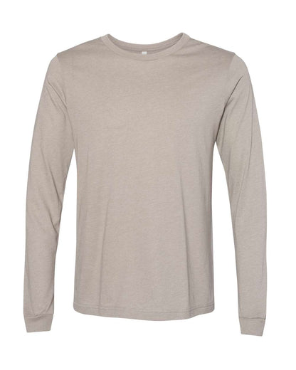 BELLA + CANVAS 3501CVC Heather CVC Long Sleeve Tee - Heather Stone - Front View