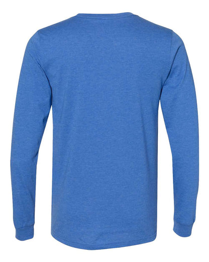 BELLA + CANVAS 3501CVC Heather CVC Long Sleeve Tee - Heather True Royal - Back View