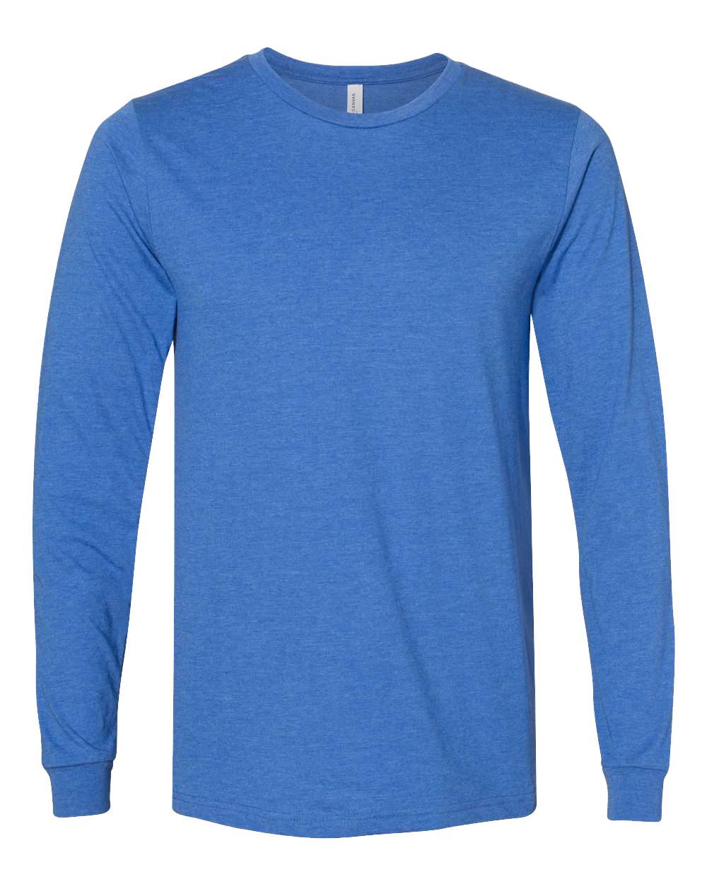 BELLA + CANVAS 3501CVC Heather CVC Long Sleeve Tee - Heather True Royal - Front View