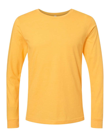 BELLA + CANVAS 3501CVC Heather CVC Long Sleeve Tee - Heather Yellow Gold - Front View