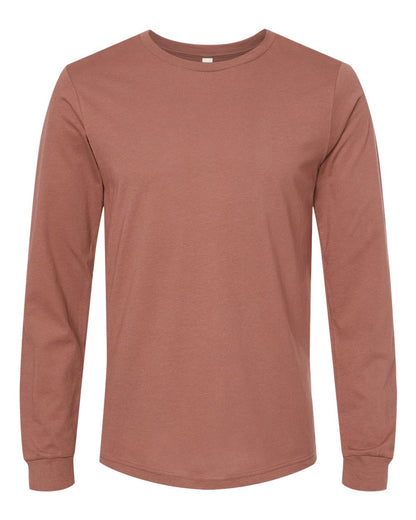 BELLA + CANVAS 3501 Unisex Jersey Long Sleeve Tee - Chestnut - Front View