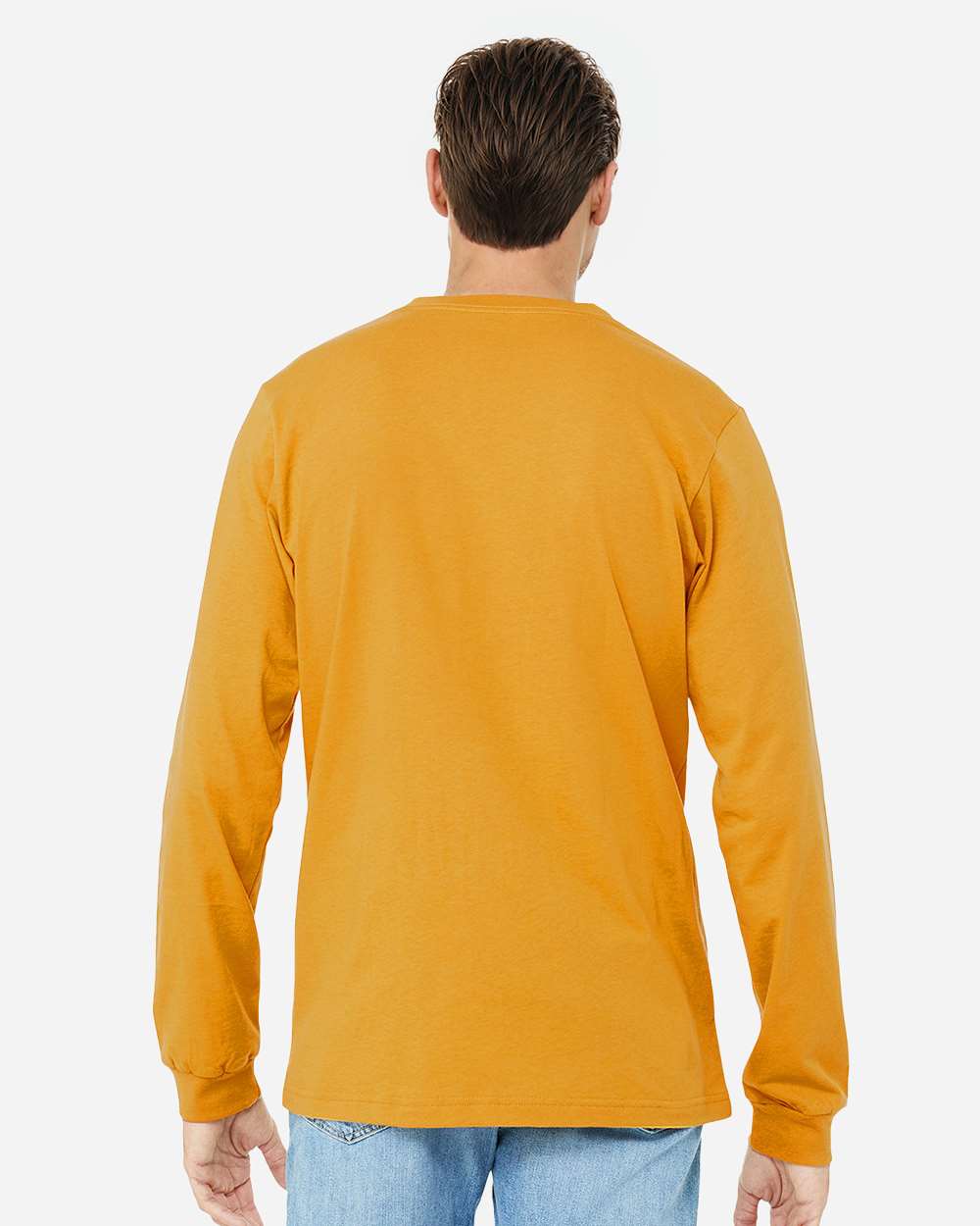 BELLA + CANVAS 3501 Unisex Jersey Long Sleeve Tee - Mustard - On Model Back