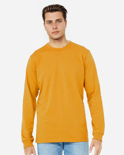BELLA + CANVAS 3501 Unisex Jersey Long Sleeve Tee - Mustard - On Model Front