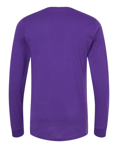BELLA + CANVAS 3501 Unisex Jersey Long Sleeve Tee - Team Purple - Back View