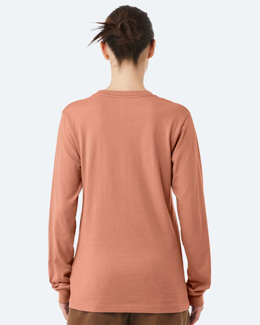 BELLA + CANVAS 3501 Unisex Jersey Long Sleeve Tee - Terracotta - On Model Back