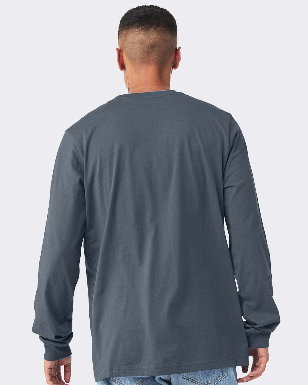 BELLA + CANVAS 3501 Unisex Jersey Long Sleeve Tee - Vintage Navy - On Model Back