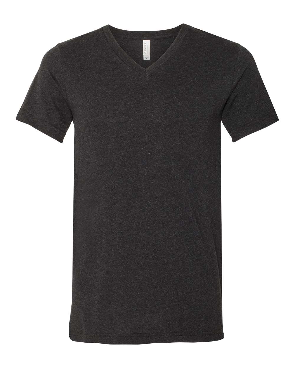 BELLA + CANVAS 3005CVC Unisex Heather CVC V-Neck Tee - Black Heather - Front View