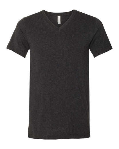 BELLA + CANVAS 3005CVC Unisex Heather CVC V-Neck Tee - Black Heather - Front View