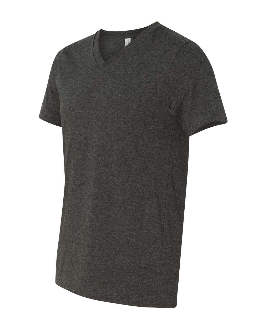 BELLA + CANVAS 3005CVC Unisex Heather CVC V-Neck Tee - Dark Grey Heather - Direct Side