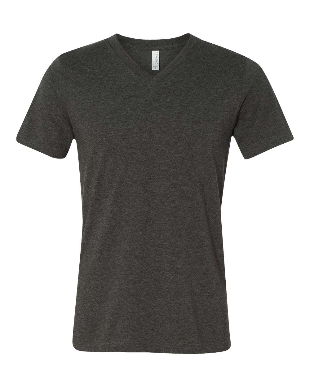 BELLA + CANVAS 3005CVC Unisex Heather CVC V-Neck Tee - Dark Grey Heather - Front View
