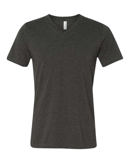 BELLA + CANVAS 3005CVC Unisex Heather CVC V-Neck Tee - Dark Grey Heather - Front View