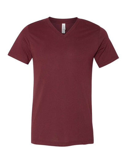 BELLA + CANVAS 3005CVC Unisex Heather CVC V-Neck Tee - Heather Cardinal - Front View