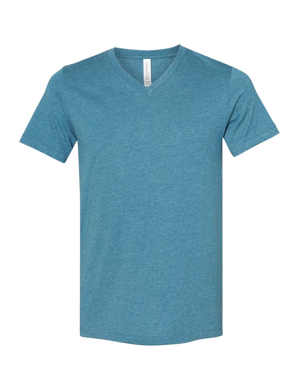 BELLA + CANVAS 3005CVC Unisex Heather CVC V-Neck Tee - Heather Deep Teal - Front View