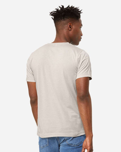 BELLA + CANVAS 3005CVC Unisex Heather CVC V-Neck Tee - Heather Dust - On Model Back
