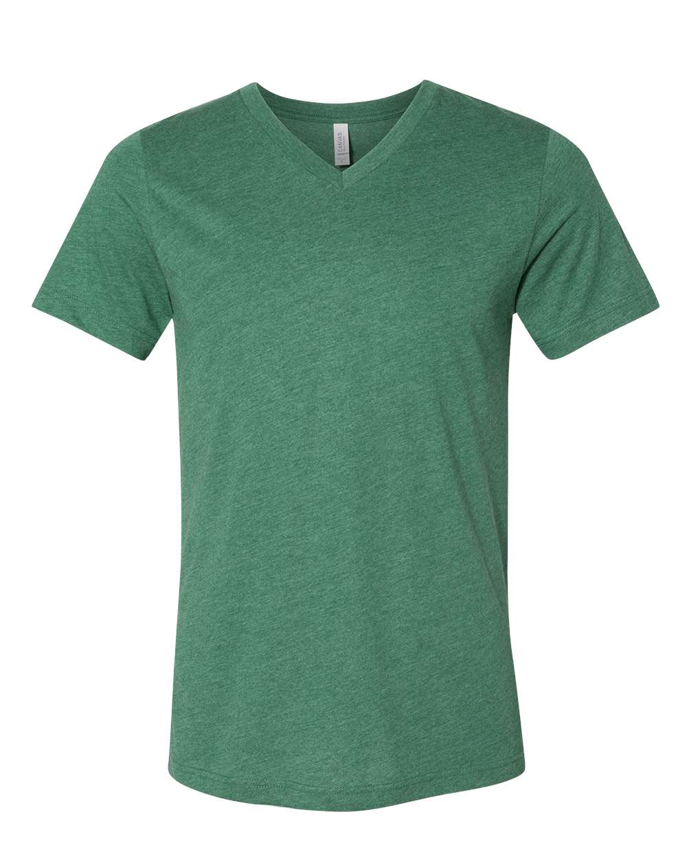 BELLA + CANVAS 3005CVC Unisex Heather CVC V-Neck Tee - Heather Grass Green - Front View