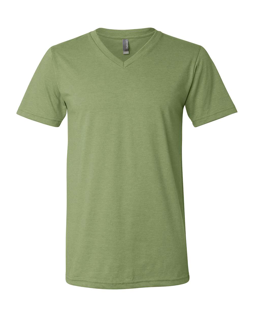 BELLA + CANVAS 3005CVC Unisex Heather CVC V-Neck Tee - Heather Green - Front View