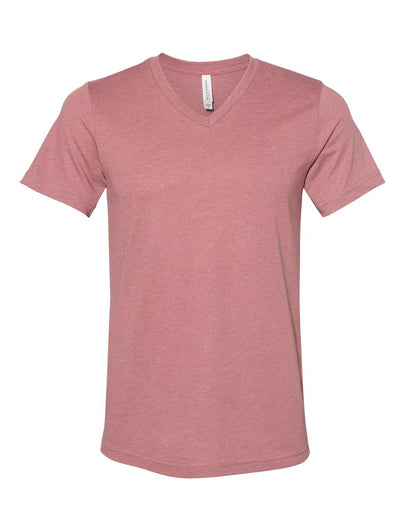 BELLA + CANVAS 3005CVC Unisex Heather CVC V-Neck Tee - Heather Mauve - Front View