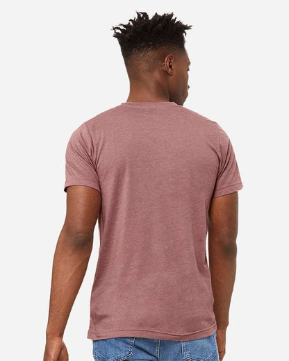 BELLA + CANVAS 3005CVC Unisex Heather CVC V-Neck Tee - Heather Mauve - On Model Back