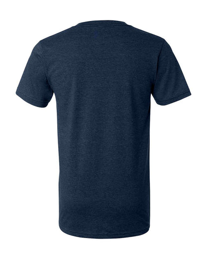 BELLA + CANVAS 3005CVC Unisex Heather CVC V-Neck Tee - Heather Navy - Back View