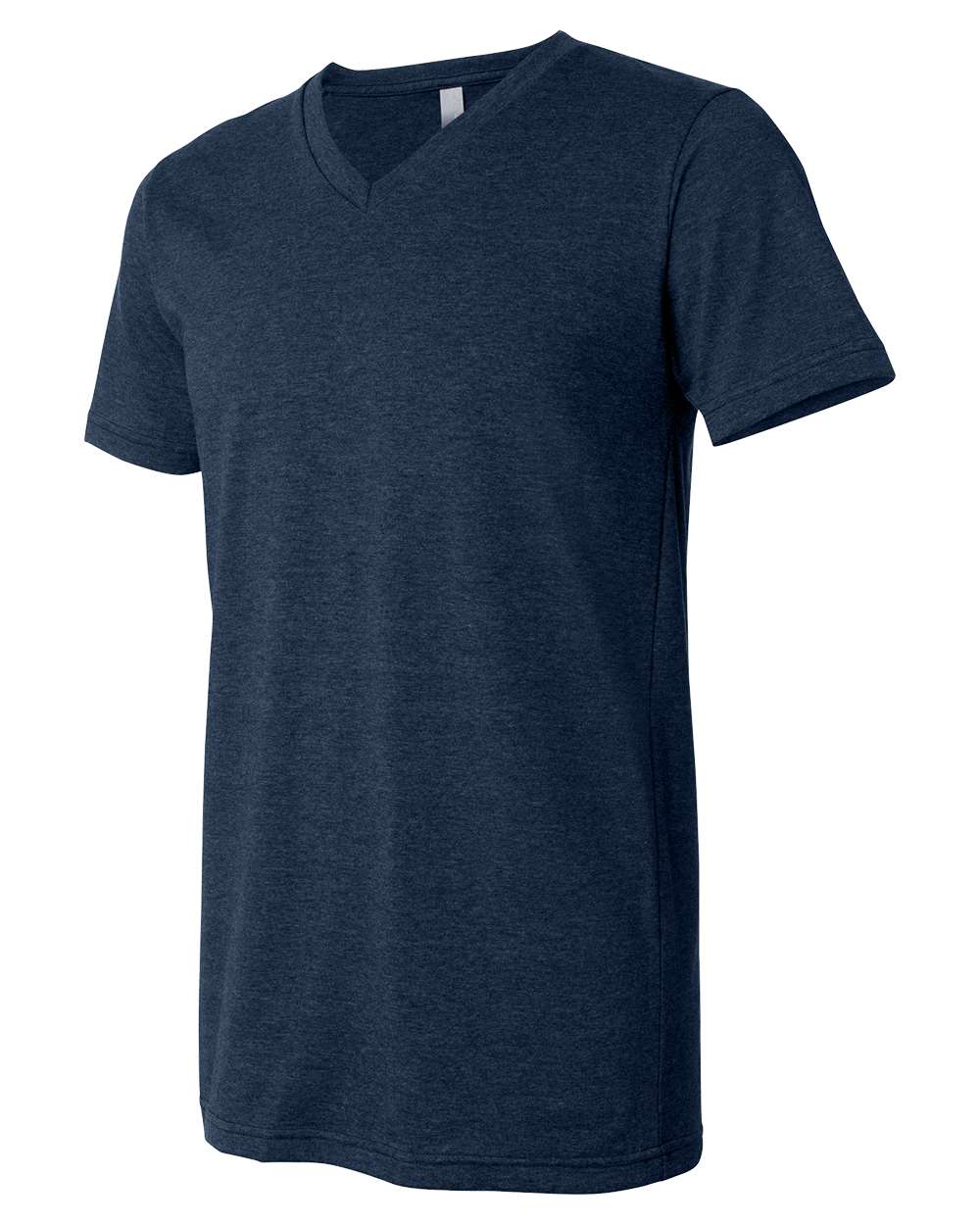 BELLA + CANVAS 3005CVC Unisex Heather CVC V-Neck Tee - Heather Navy - Direct Side