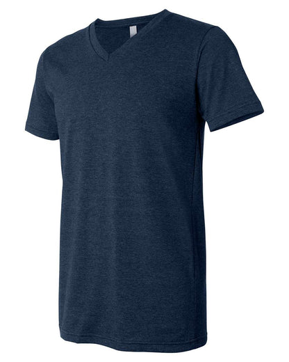 BELLA + CANVAS 3005CVC Unisex Heather CVC V-Neck Tee - Heather Navy - Direct Side