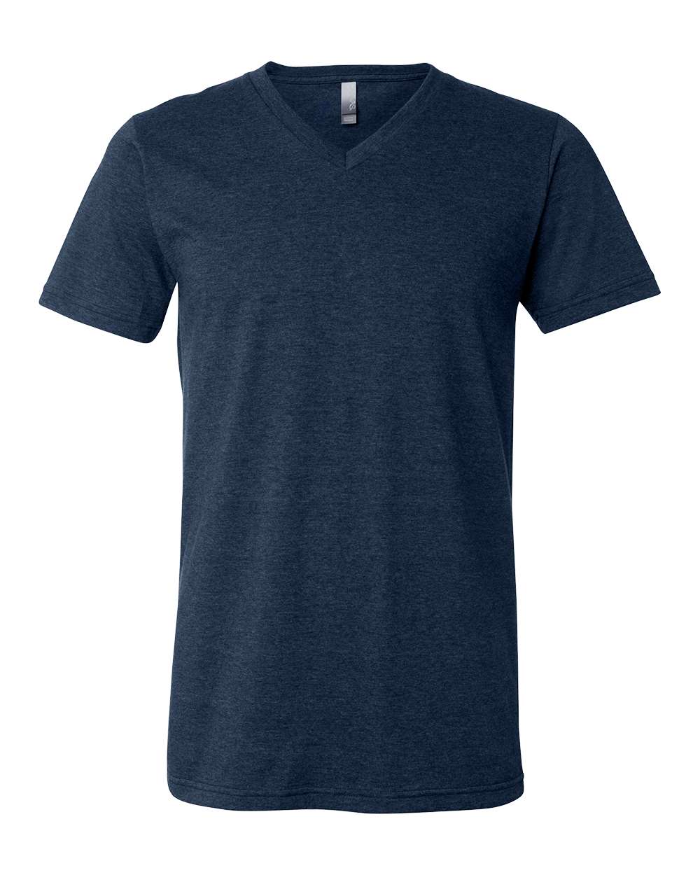 BELLA + CANVAS 3005CVC Unisex Heather CVC V-Neck Tee - Heather Navy - Front View