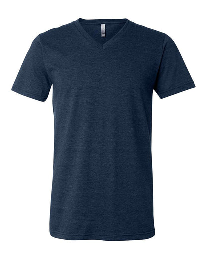 BELLA + CANVAS 3005CVC Unisex Heather CVC V-Neck Tee - Heather Navy - Front View